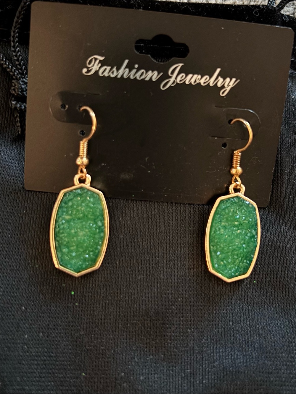 Fashion Jewelry Emerald Green Druzy Drop Earrings